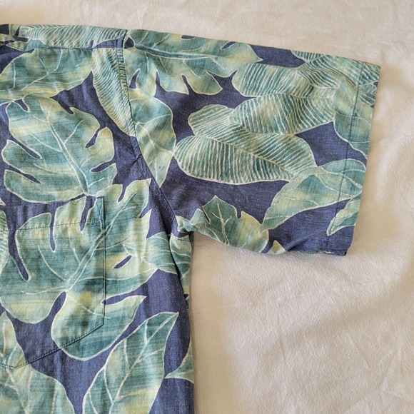Cooke Street Hawaiian Shirt Mens Size XL Blue Green Palm Leaves Floral - Picture 2 of 5